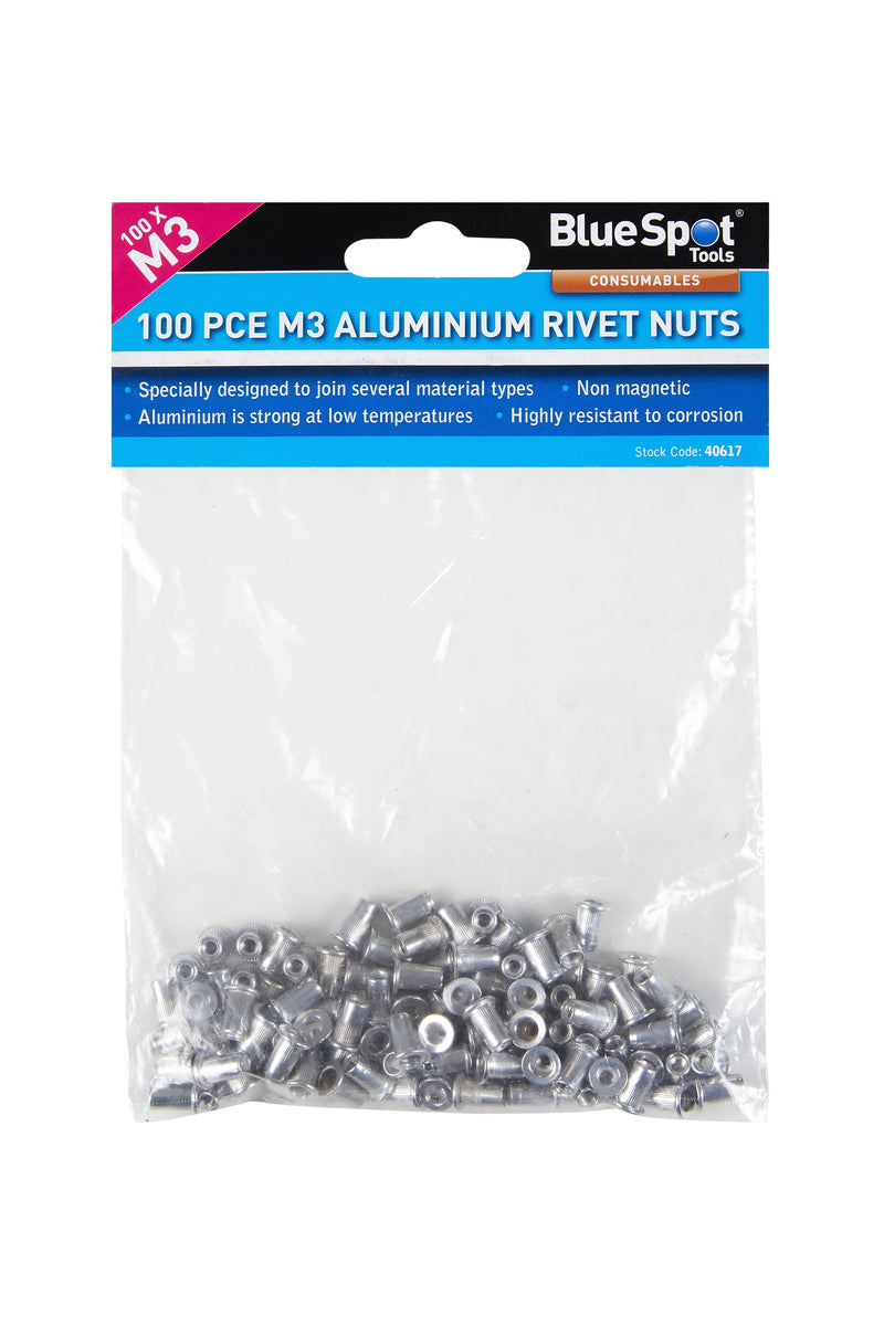 Blue Spot Tools 100 PCE Aluminium Rivet Nuts