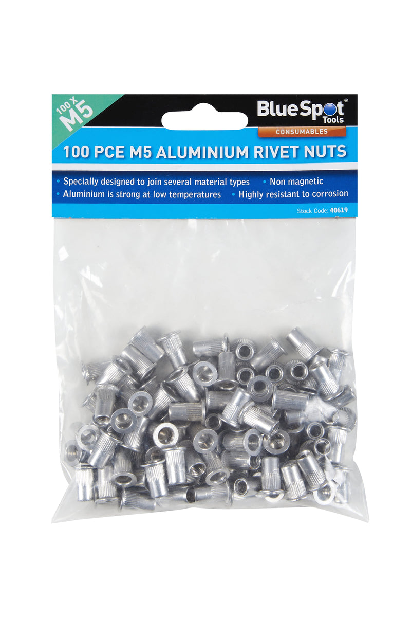 Blue Spot Tools 100 PCE Aluminium Rivet Nuts