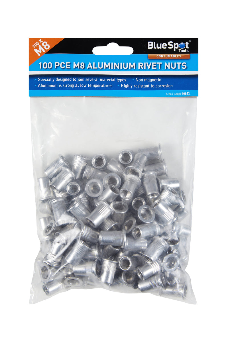 Blue Spot Tools 100 PCE Aluminium Rivet Nuts