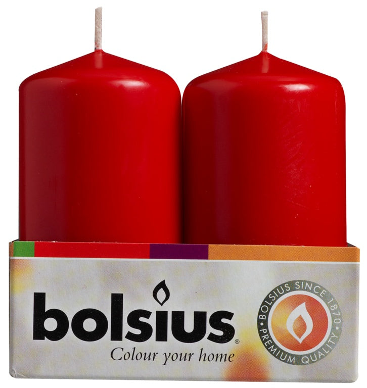 Bolsius Pillar Candles Tray 4 Red 100/48mm