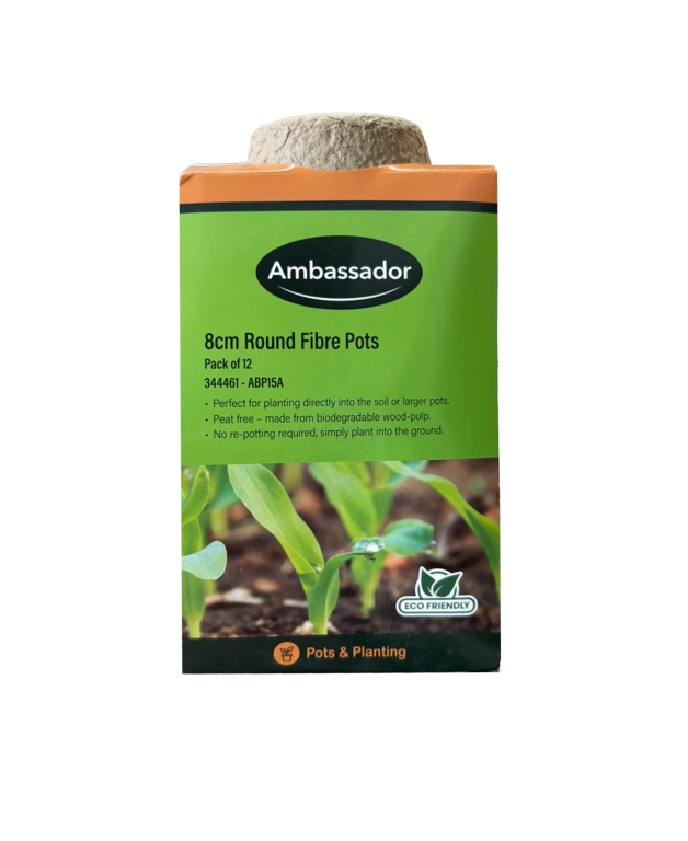 Ambassador Round Fibre Pots 8cm - Pack 12