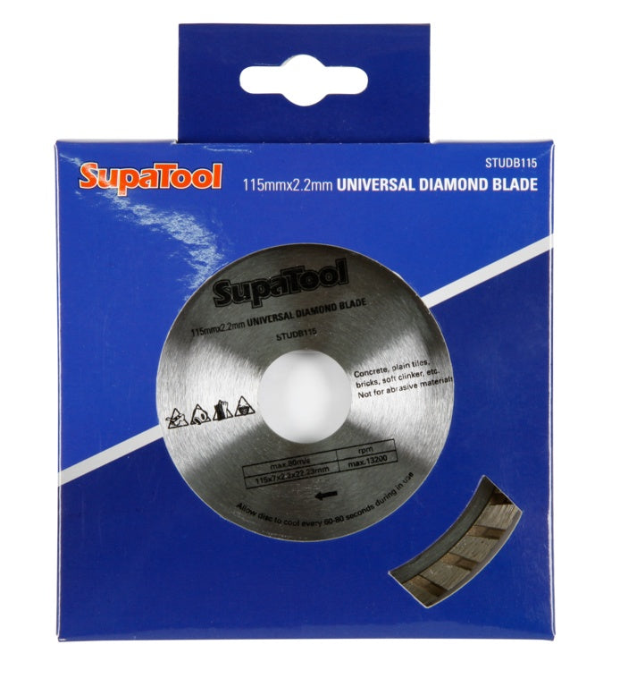 SupaTool Universal Diamond Blade 115 x 7 x 2.2 x 22.23mm.