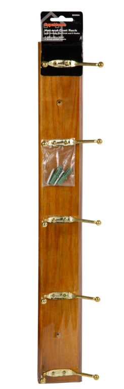 SupaHome Hat and Coat Rack with 5 Hooks Antique Pine Finish