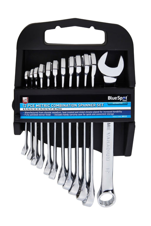 Blue Spot Tools 12 PCE Metric Combination Spanner Set (8-19mm)