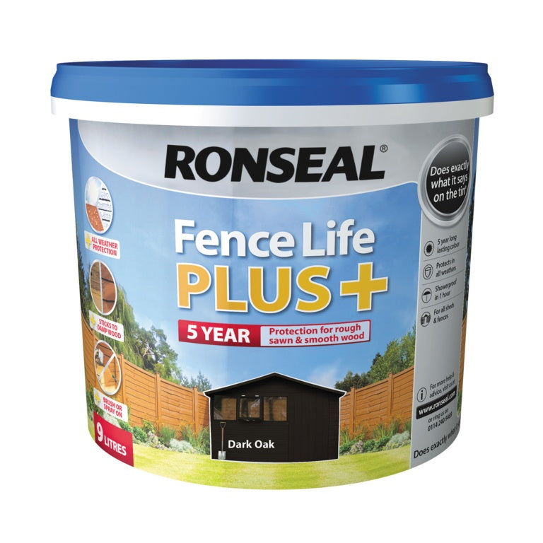 Ronseal Fence Life Plus 9L Dark Oak