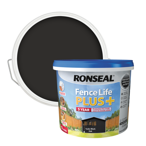 Ronseal Fence Life Plus 9L Tudor Black Oak