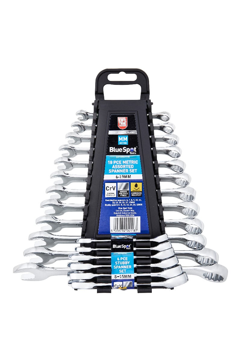 Blue Spot Tools 18 PCE Metric Assorted Spanner Set 6-19mm