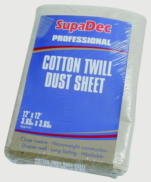 SupaDec Cotton Twill Dust Sheet 12' x 12' (3.6m x 3.6m) approx