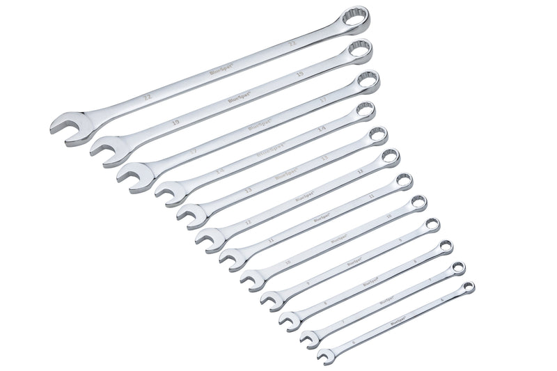 Blue Spot Tools 12 PCE Extra Long Chrome Vanadium Metric Combination Spanner Set (6-22mm)