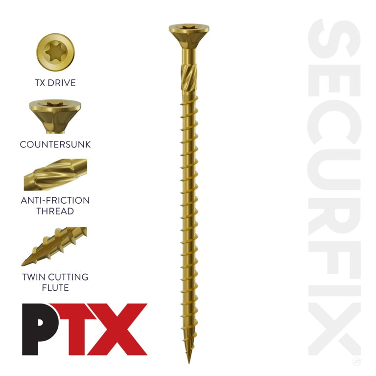 Securfix PTX Size: 10 x 4 3/4" (5.0 x 120mm) | Pack of 100 Screws