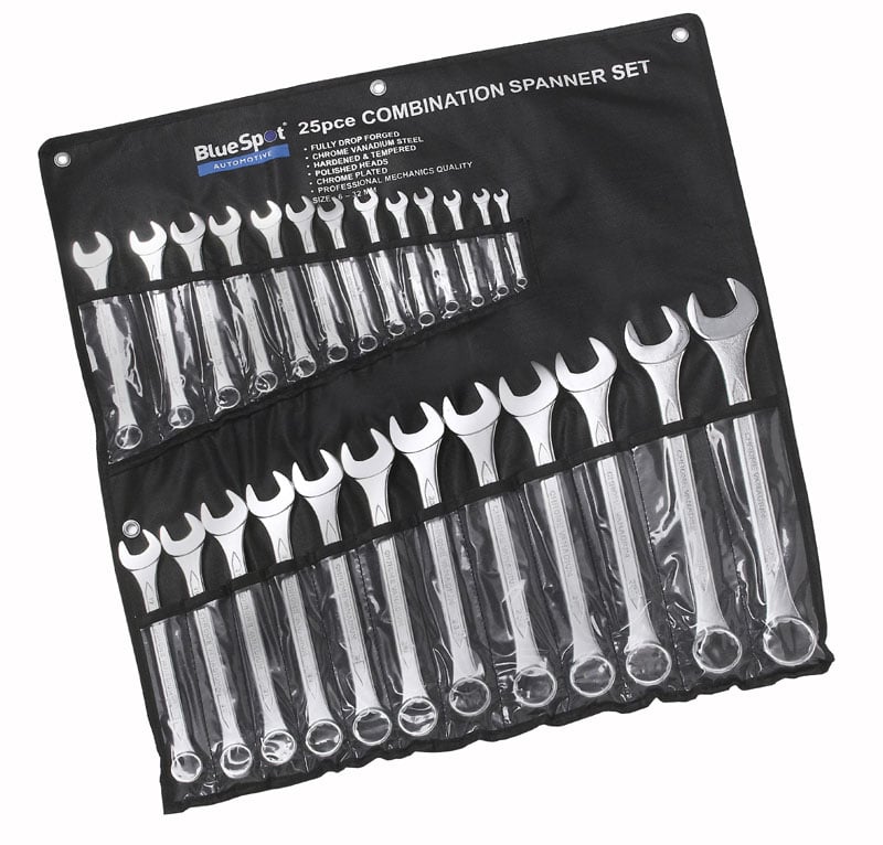 Blue Spot Tools 25 PCE Chrome Vanadium Metric Combination Spanner Set (6-32mm)