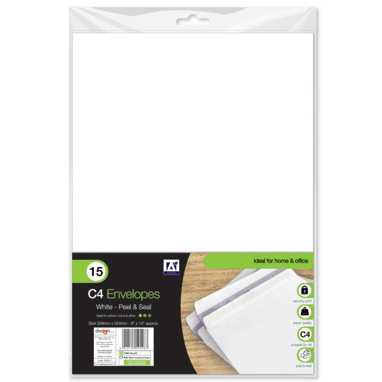 I G Design C4 White Envelopes Pack 15
