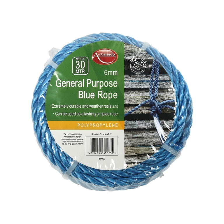 Ambassador Mini Coil Blue General Purpose Rope 6mm x 30m