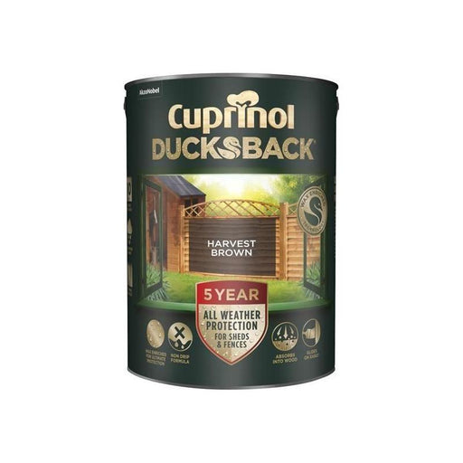 Cuprinol Ducksback 5 Year Waterproof for Sheds & Fences Harvest Brown 5 litre Cuprinol - RockBottom Northampton