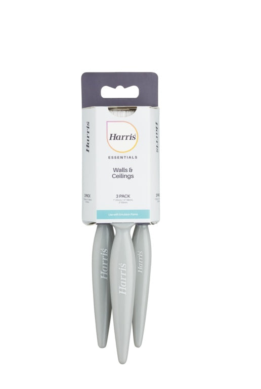 Harris Essentials Wall & Ceiling Paint Brush Set Pack 3