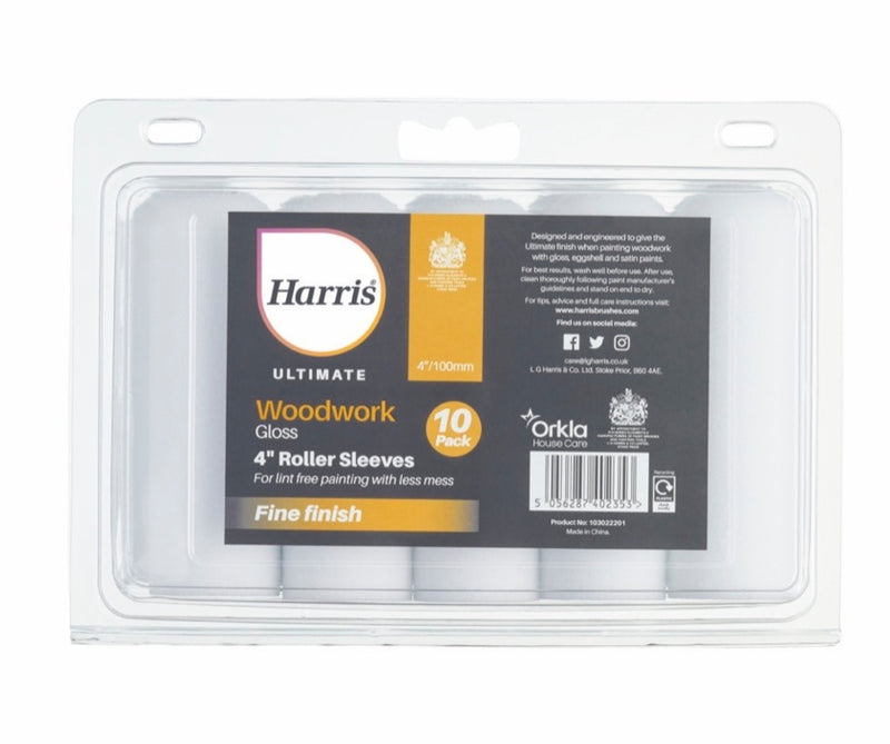 Harris Ultimate Woodwork Gloss Sleeve 4" 10 Pack