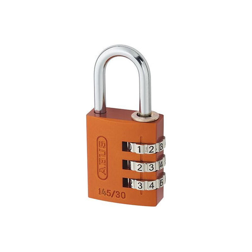 Abus Mechanical 145/30 30mm Aluminium Combination Padlock Orange 46579 ABUS Mechanical - NorthantsTrade Northampton 