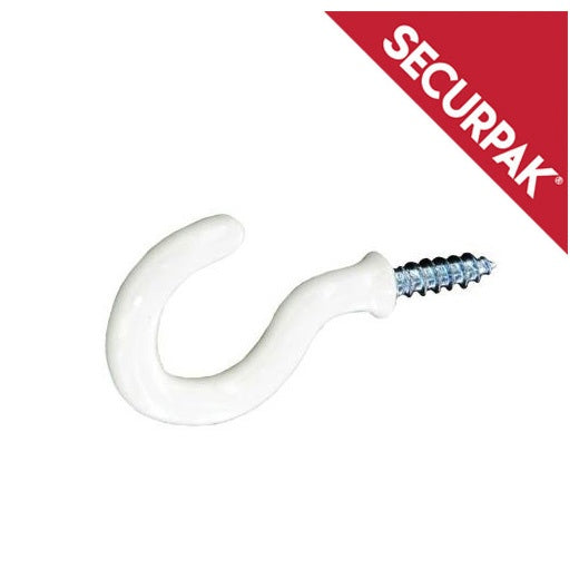 Securpak White Cup Hook 32mm Pack 6