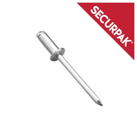 Securpak Domehead Aluminium & Steel Rivets 4.0 x 18 Pack 10