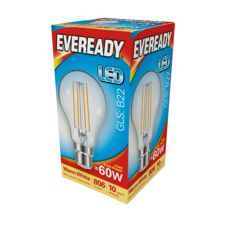 Eveready LED Filament GLS B22 806LM BC 6.5W 27000K