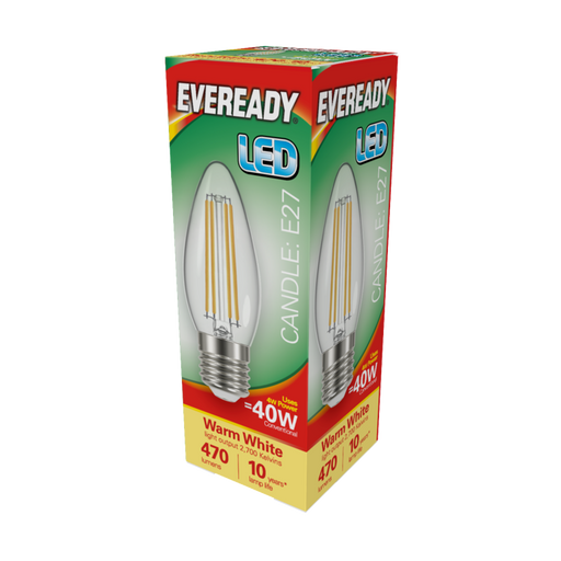 Eveready LED Filament Candle 470LM E27 ES 4W 27000K