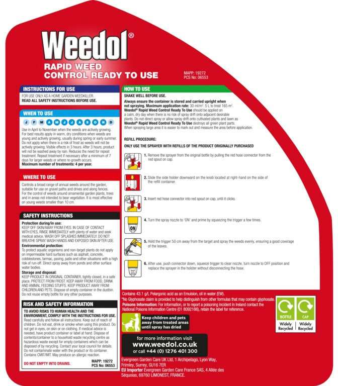 Weedol Rapid Weed Control RTU 5L Refill
