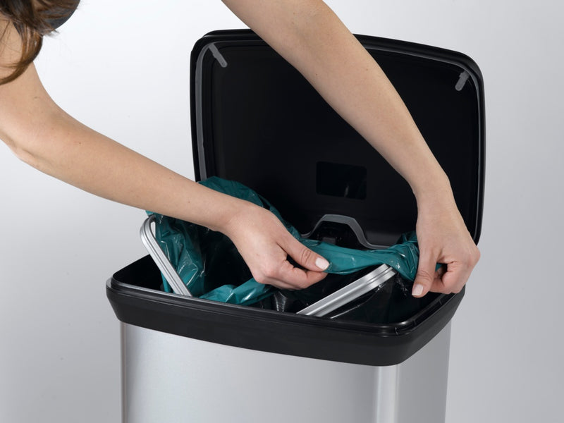 Curver Deco Black & Silver Pedal Bin 50L