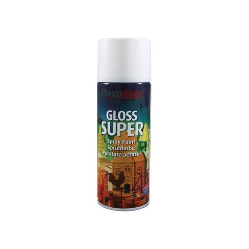 Plastikote Gloss Super Spray White RAL 9016 400ml PlastiKote - RockBottom Nothampton