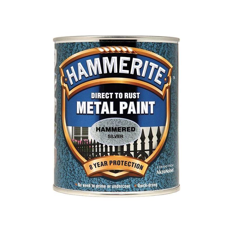Hammerite Direct to Rust Hammered Finish Metal Paint Silver 750ml Hammerite - RockBottom Northampton