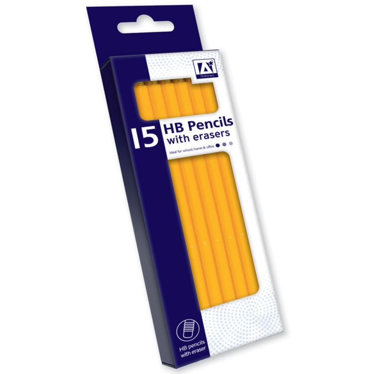 I G Design HB Pencils With Erasers Box 15