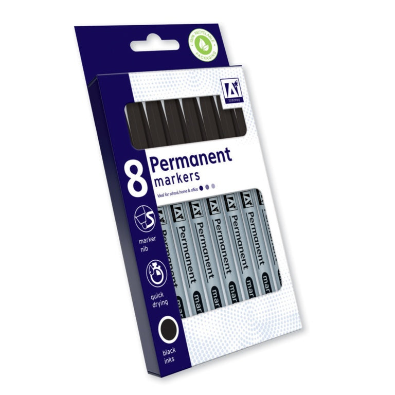 I G Design Permanent Markers Pack 8 Black