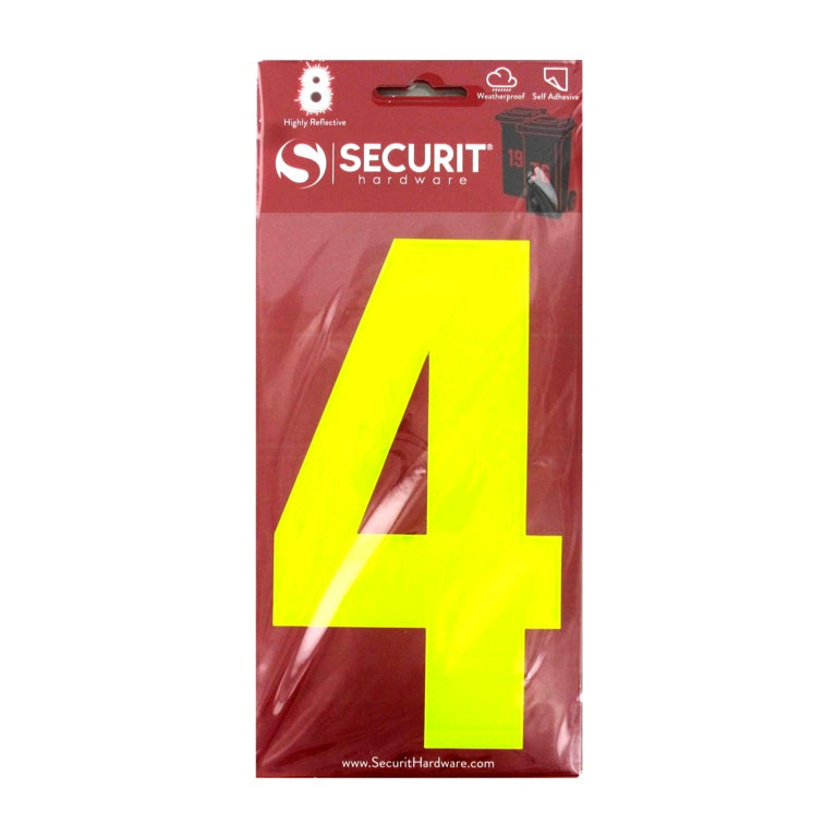 Securit Hi Vis Self Adhesive Wheelie Bin Numbers No 4 160mm