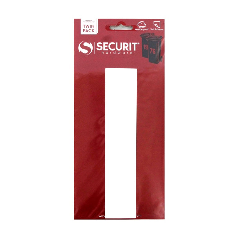 Securit White Self Adhesive Wheelie Bin Numbers Pack 2 No 1 170mm