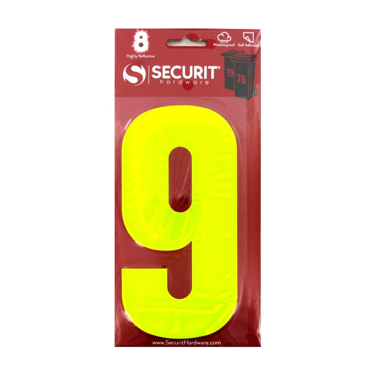 Securit Hi Vis Self Adhesive Wheelie Bin Numbers No 9 160mm