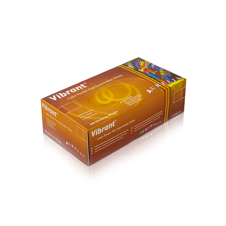 Aurelia Vibrant Latex Powder Free Gloves Box 100 Medium