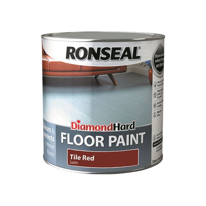 Ronseal Diamond Hard Floor Paint Satin Tile Red 2.5 litre Ronseal - RockBottom Nothampton