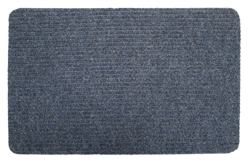 Groundsman Basic Ribbed Indoor Doormat 50 x 80cm Blue