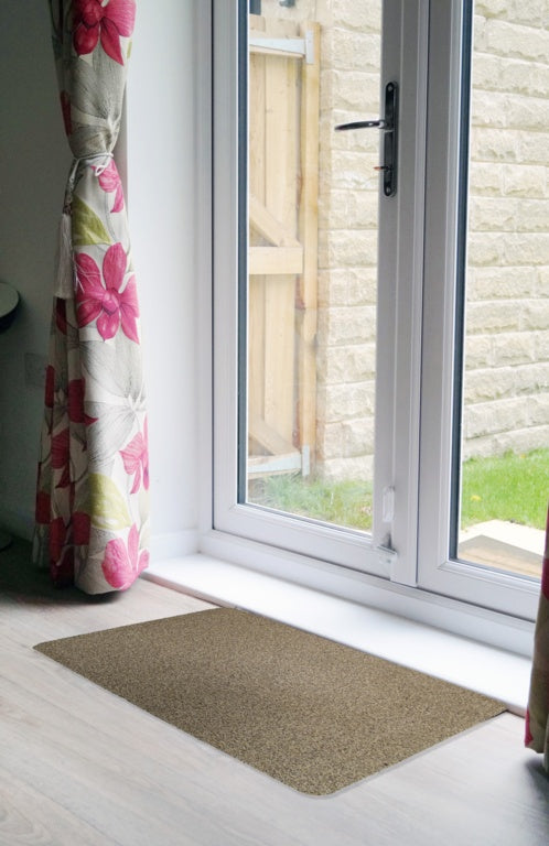JVL Dirt Guard Plain Cotton Barrier Doormat 50 x 75cm Coffee