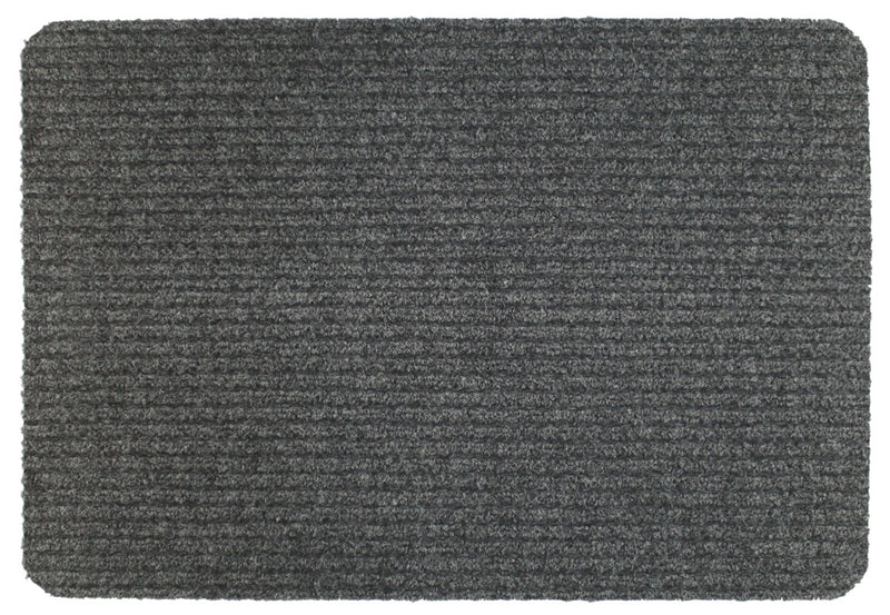 JVL Ribbed Indoor Doormat 50 x 80cm Light Grey