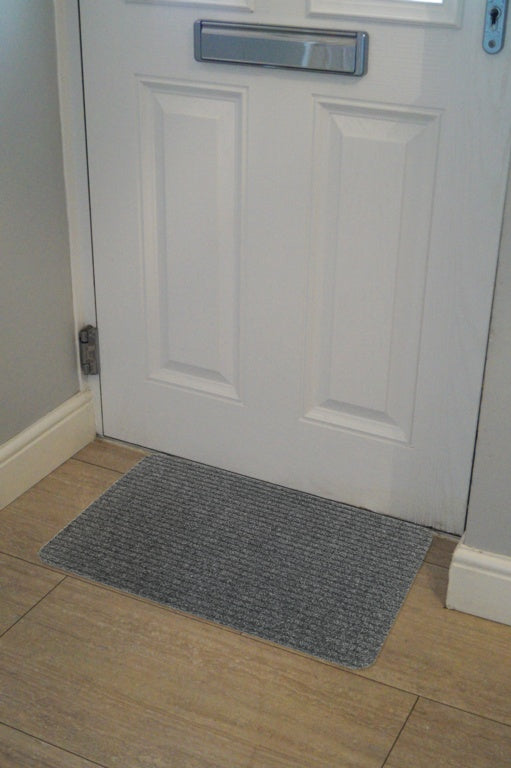 JVL Delta Ribbed Indoor Doormat 40 x 60cm Light Grey