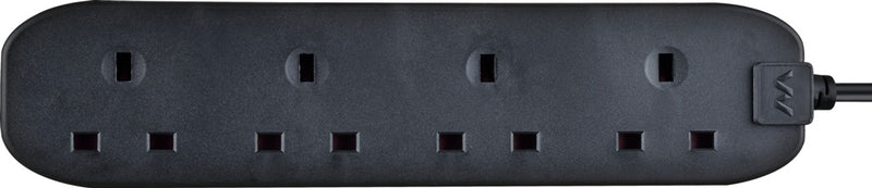 Masterplug 4 Gang Black Extension Lead With 2m Cable 13amp
