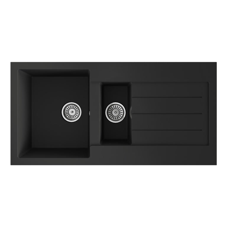 Ellsi Black Comite Sink & Waste 1.5 Bowl 100 x 50cm