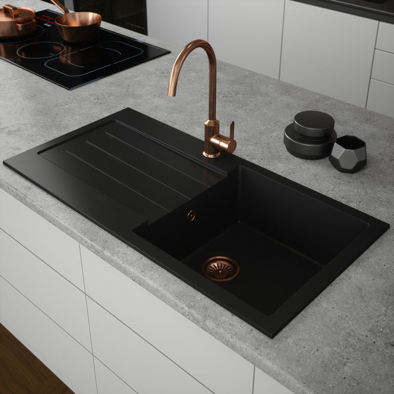 Ellsi Black Comite Sink & Waste 1 Bowl 100 x 50cm