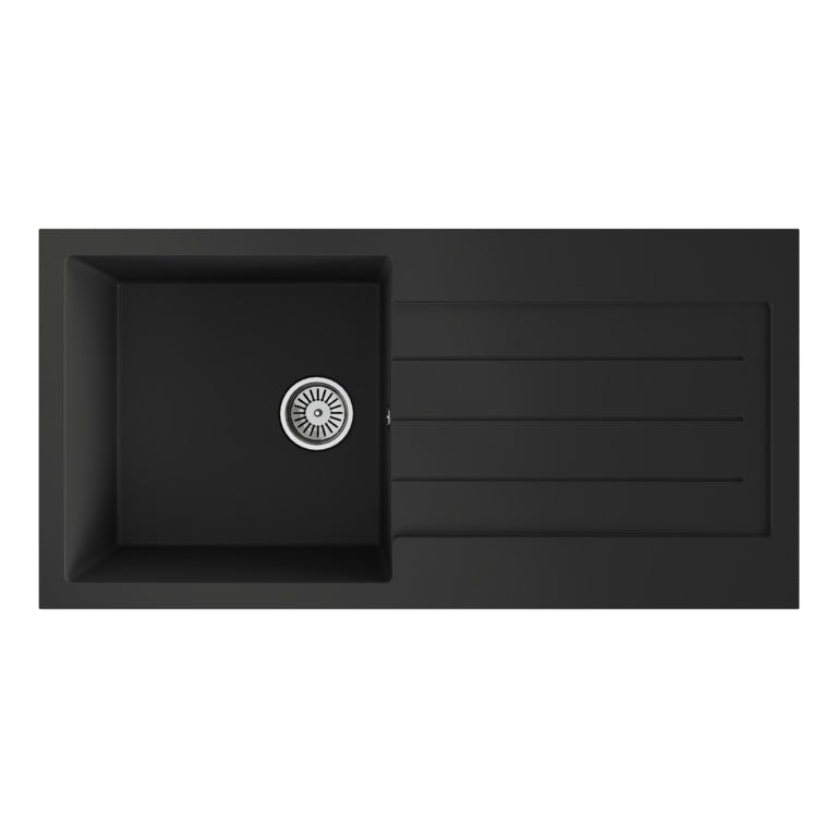 Ellsi Black Comite Sink & Waste 1 Bowl 100 x 50cm