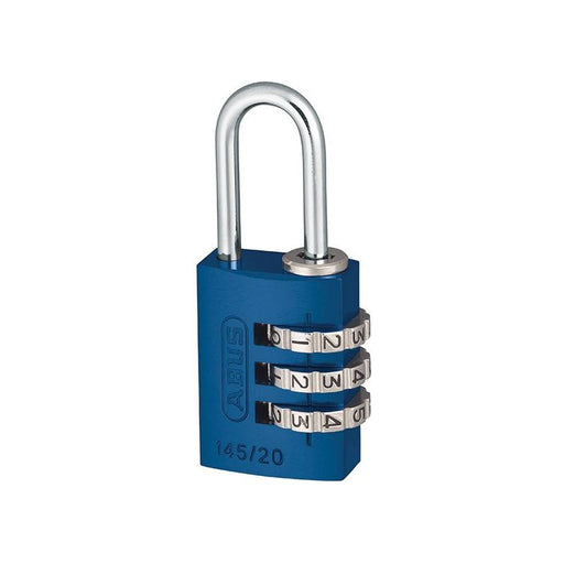 Abus Mechanical 145/20 20mm Aluminium Combination Padlock Blue 46568 ABUS Mechanical - NorthantsTrade Northampton 