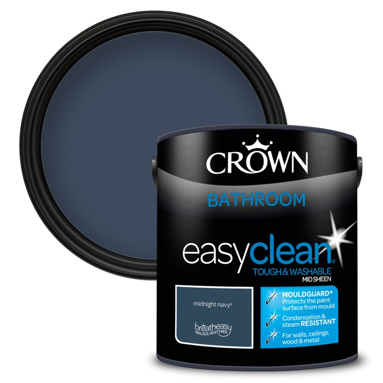 Crown Easyclean Bathroom Mid Sheen 2.5L Midnight Navy