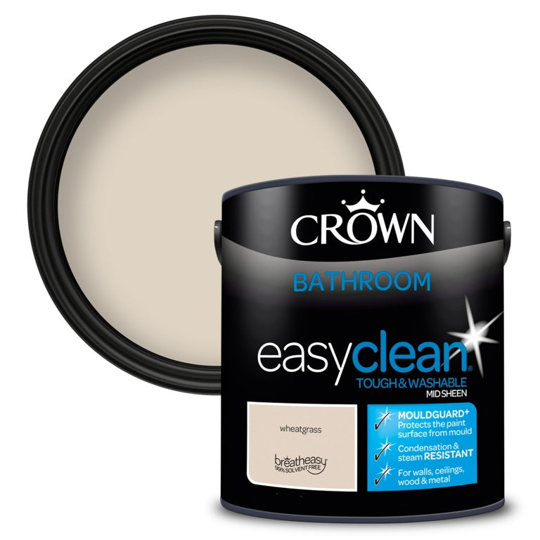 Crown Easyclean Bathroom Mid Sheen 2.5L Wheatgrass