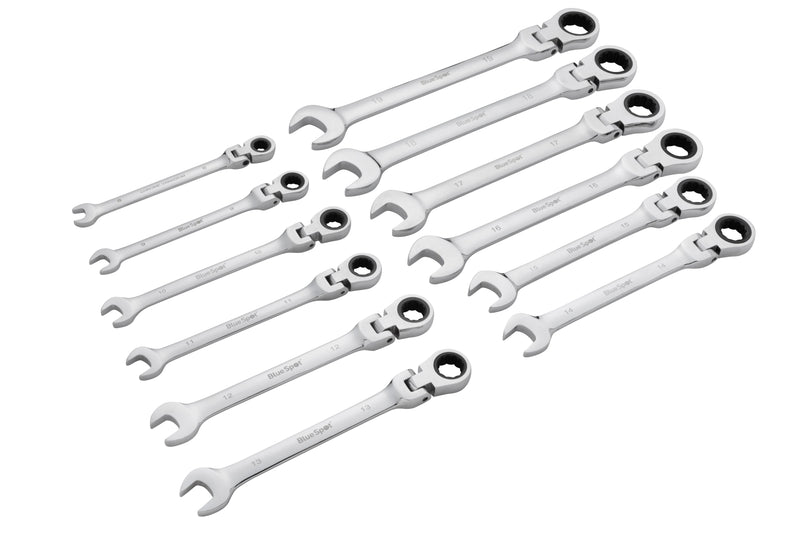 Blue Spot Tools 12 PCE Flexible Metric Ratchet Spanner Set (8-19mm)(With Case)