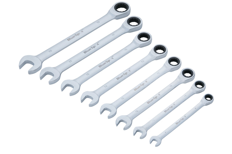 Blue Spot Tools 8 PCE Metric Ratchet Spanner Set (8-19mm)