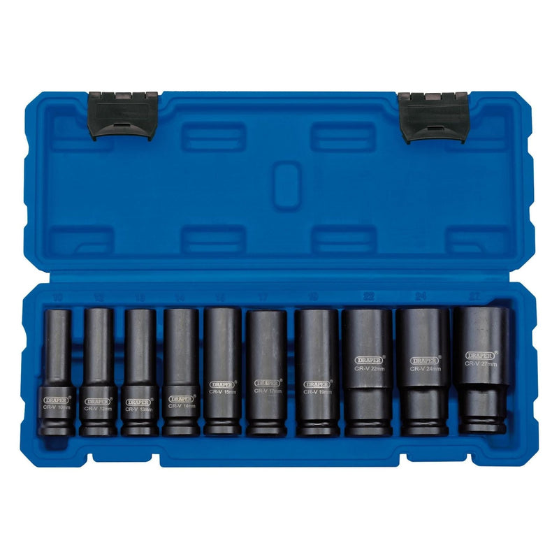 Draper Metric Deep Impact Socket Set, 1/2" Sq. Dr. (10 Piece) 83096 Draper - Town Tools 